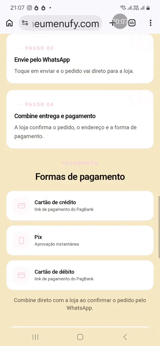 Prévia da demonstração do MenuFy Start